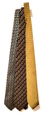 Perry Ellis Portfolio Italian Silk Ties Black Gold Silver Made in USA x3 NEW